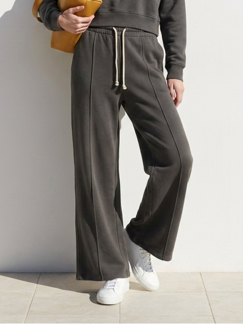 Aerie Wide Leg Sweatpants Women's Gray Drawstring Lounge Pants Minimalist